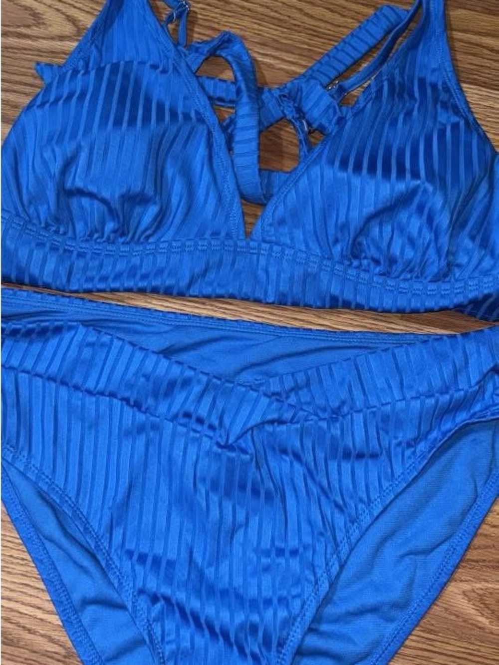 Blue Ribbed Two-Piece Bikini Set